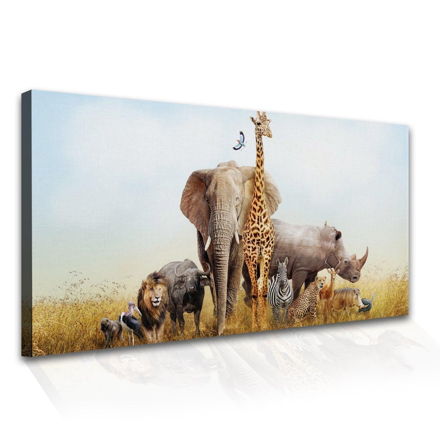 Amazing Wildlife Wall Art. Large Canvas Framed Digital Reprints of Jungle, Wildlife, Animals and Birds. Ready To Hang. Size: 24 Inch x 48 Inch (WBWA26) - Khirki.in