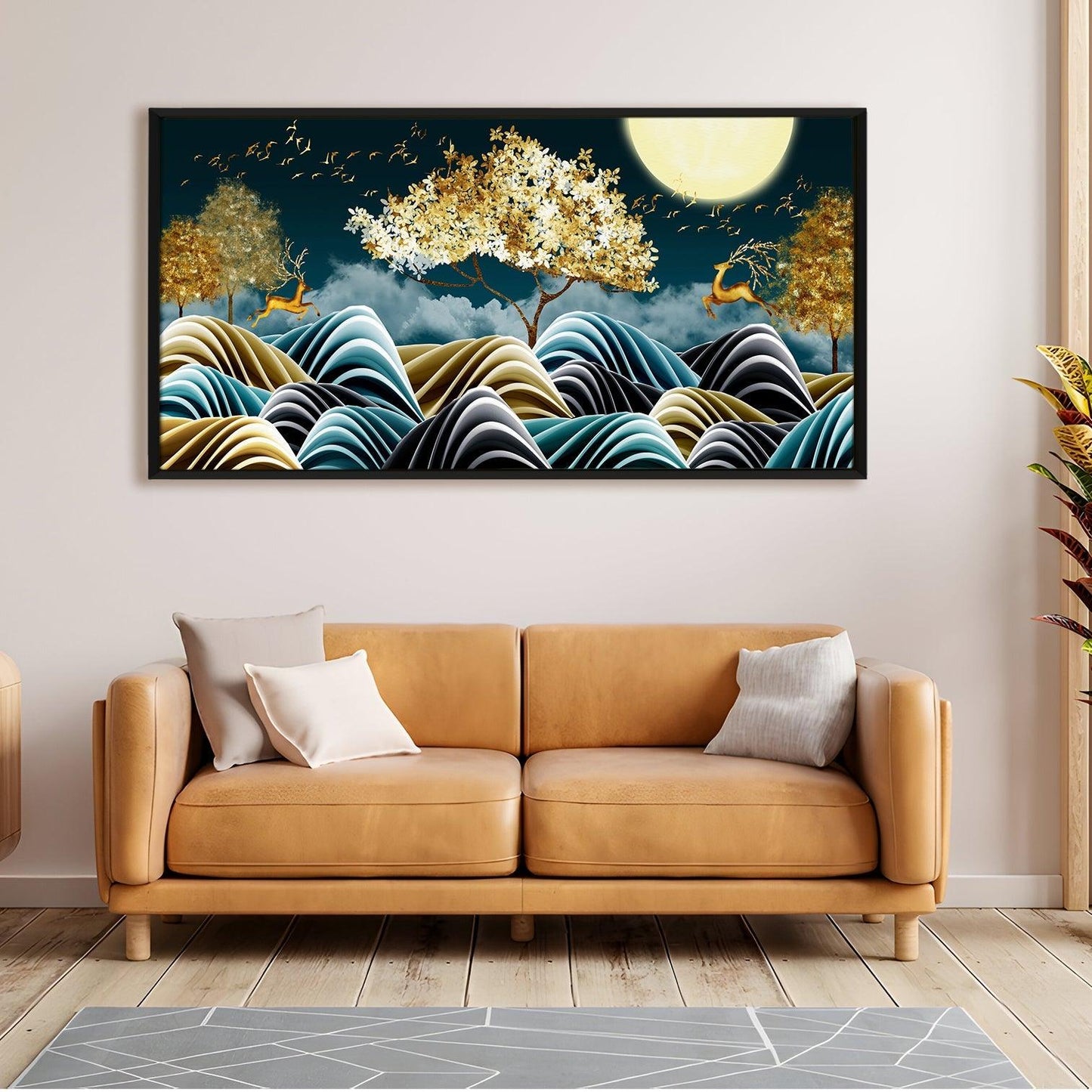 Amazing Wildlife Wall Art. Large Canvas Paintings. Framed Digital Reprints of Jungle, Wildlife, Animals and Birds 24 Inch x 48 Inch (WBWA13) - Khirki.in