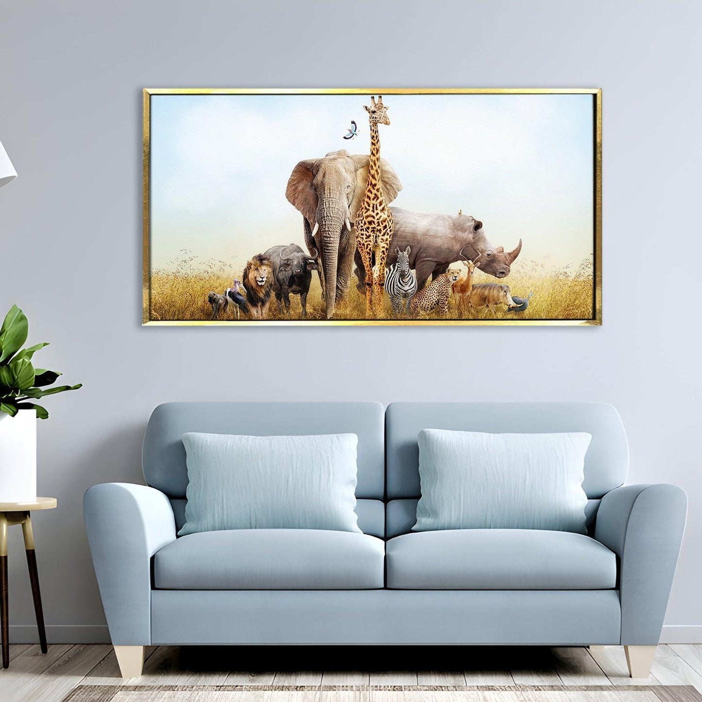 Amazing Wildlife Wall Art. Large Canvas Framed Digital Reprints of Jungle, Wildlife, Animals and Birds. Ready To Hang. Size: 24 Inch x 48 Inch (WBWA26) - Khirki.in