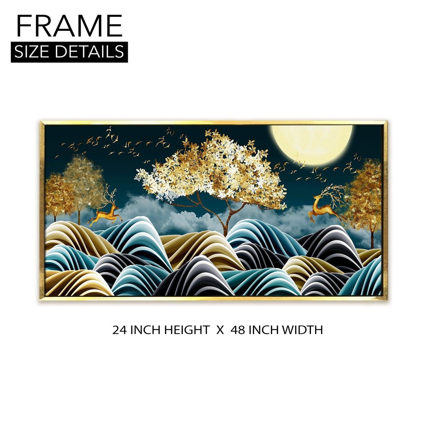 Amazing Wildlife Wall Art. Large Canvas Paintings. Framed Digital Reprints of Jungle, Wildlife, Animals and Birds 24 Inch x 48 Inch (WBWA13) - Khirki.in