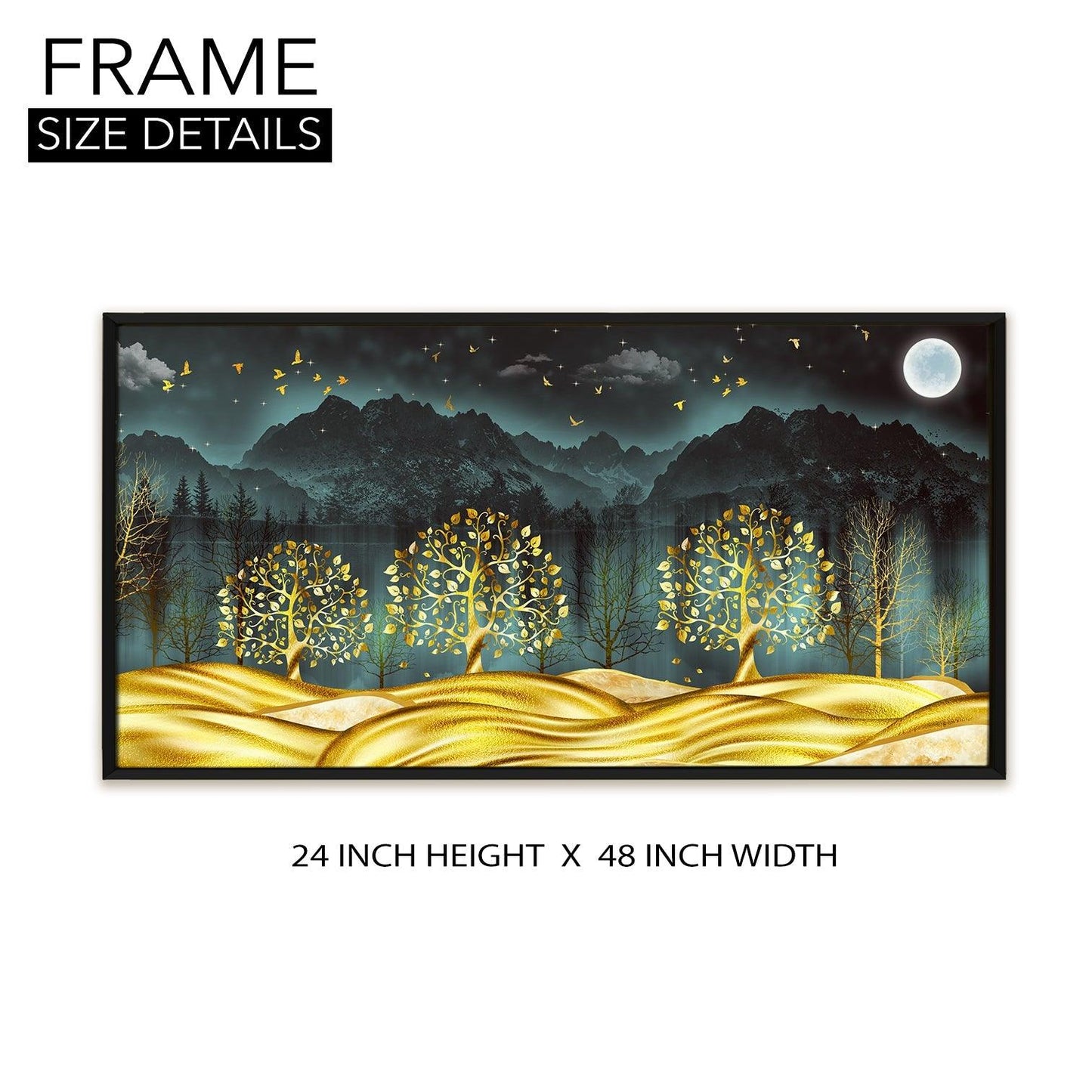 Amazing Wildlife Wall Art. Large Canvas Paintings. Framed Digital Reprints of Jungle, Wildlife, Animals and Birds 24 Inch x 48 Inch (WBWA18) - Khirki.in