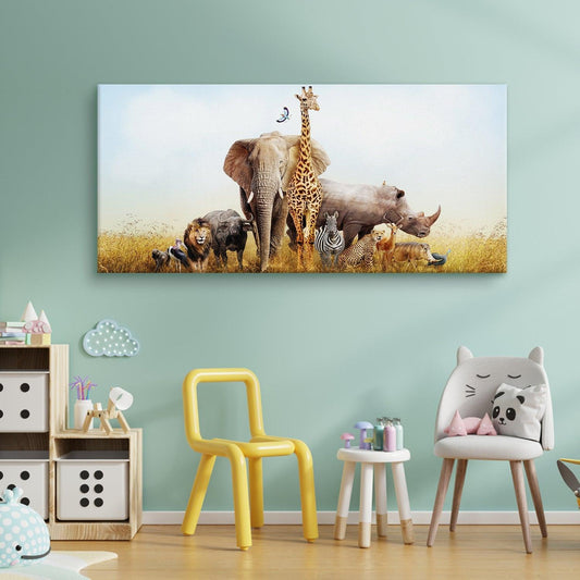 Amazing Wildlife Wall Art. Large Canvas Framed Digital Reprints of Jungle, Wildlife, Animals and Birds. Ready To Hang. Size: 24 Inch x 48 Inch (WBWA26) - Khirki.in