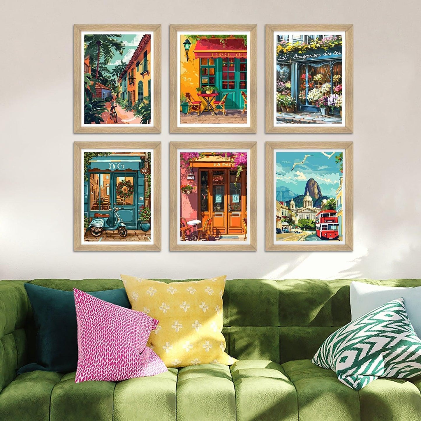 European Cafe & Travel Art Framed Poster Sets (ARTFM024) - Khirki.in