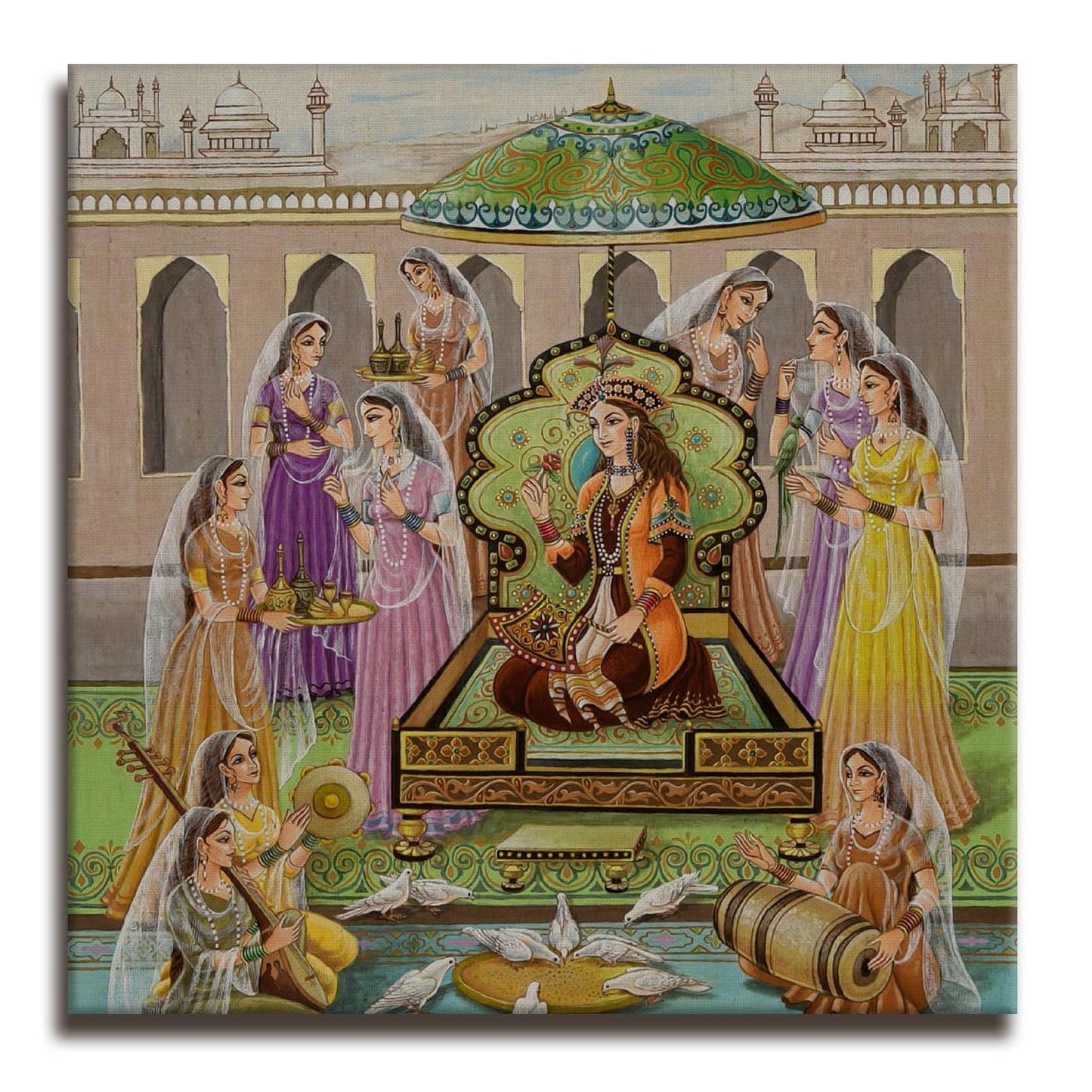 Mughal Wall Art Large Size Canvas Painting For Home Decoration (ETHWA31).