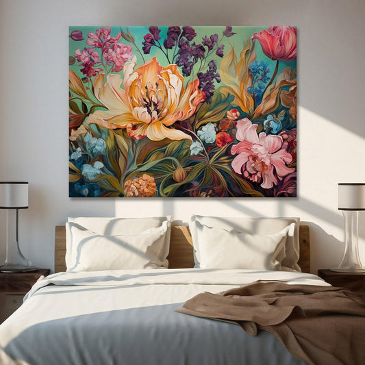 PAPER PLANE DESIGN Canvas Floral Wall Art: A Symphony of Nature's Elegance Large Size Canvas Framed Paintings For Living Room, Office, Home Decor. (FLWA19) - Khirki.in