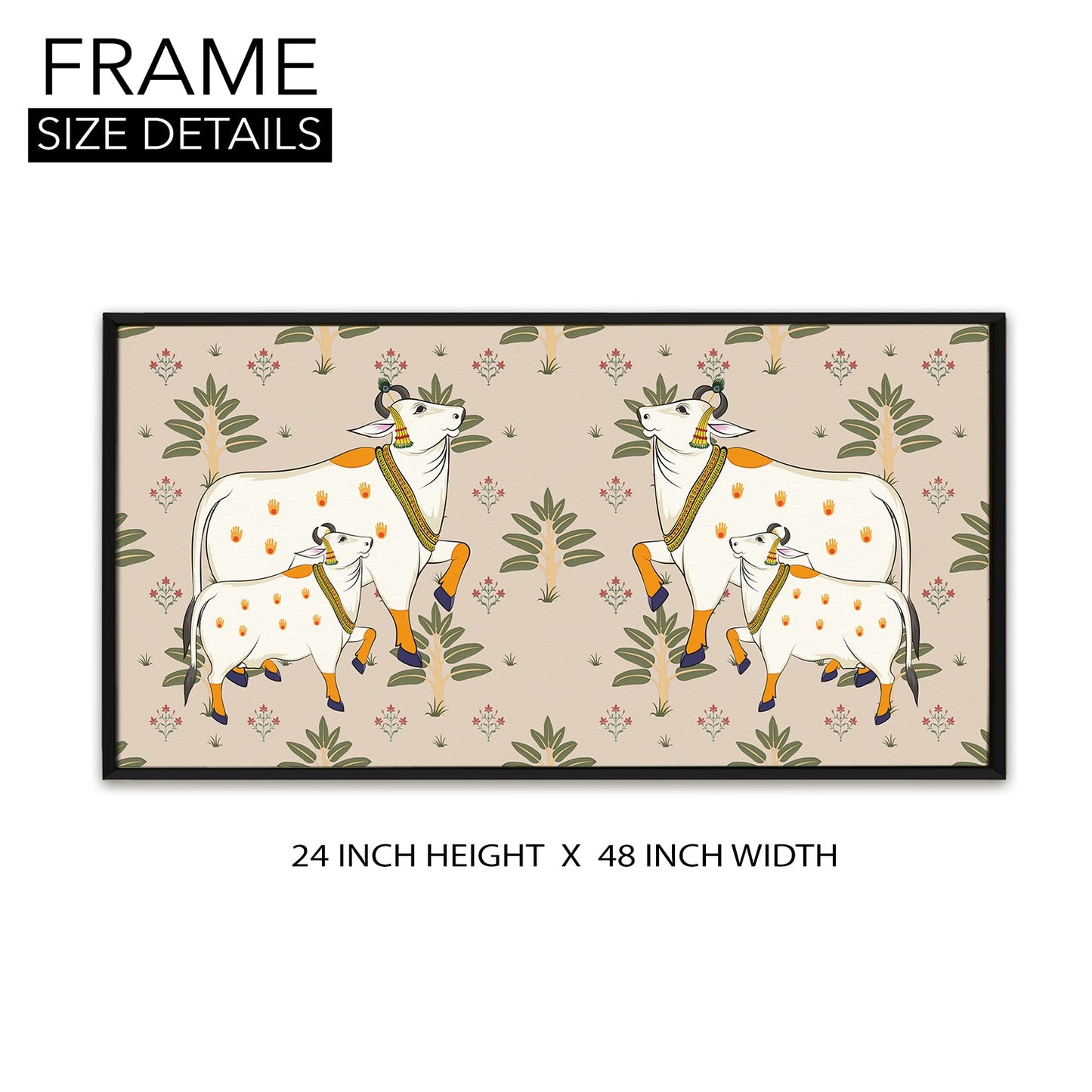 Traditional Indian Pichwai Wall Art Canvas Painting For Home Decor (PWA15).