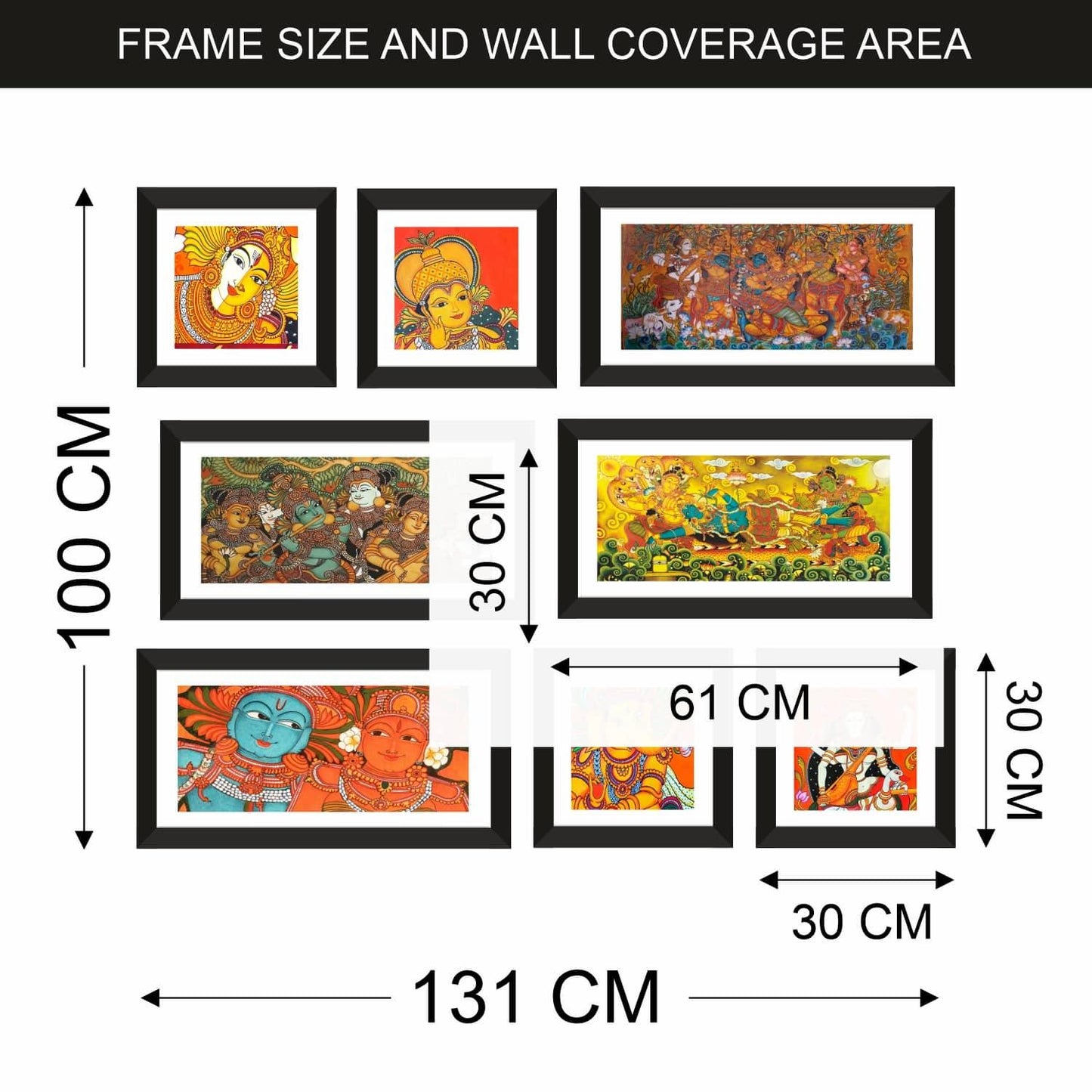 Ethnic Indian Kerala Canvas Painting Framed for Living Rooms and Hotels Decoration