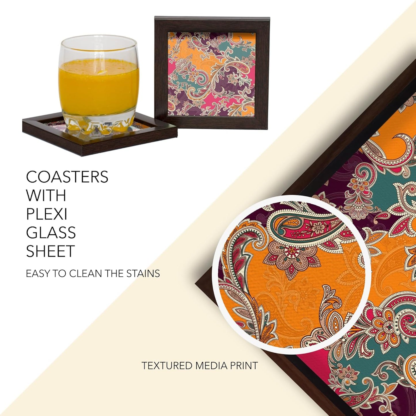 Decorative Wooden Serving Tray with Coaster Set, Table Decoration (SRVTR002)