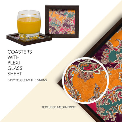 Decorative Wooden Serving Tray with Coaster Set, Table Decoration (SRVTR002)