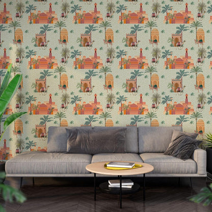 Ethnic Indian Wall Murals. Traditional Mughal Art Full Wall Wallpaper. (ETHMRL010)