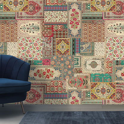 Ethnic Indian Wall Murals. Traditional Mughal Art Full Wall Wallpaper. (ETHMRL001)