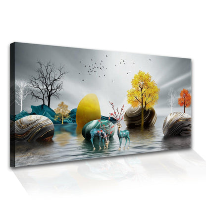 Amazing Wildlife Wall Art. Large Canvas Paintings. Framed Digital Reprints of Jungle, Wildlife, Animals and Birds 24 Inch x 48 Inch (WBWA15) - Khirki.in 