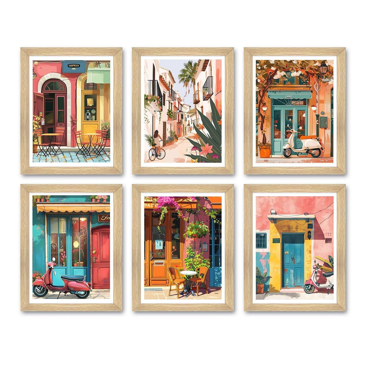 European Cafe & Travel Art Framed Poster Sets (ARTFM025) - Khirki.in 