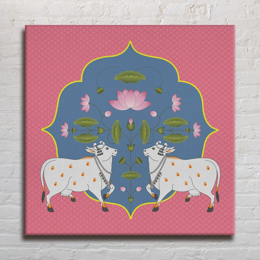 Indian Traditional Pichwai Wall Art Canvas Painting For Home Decor (PWA01).