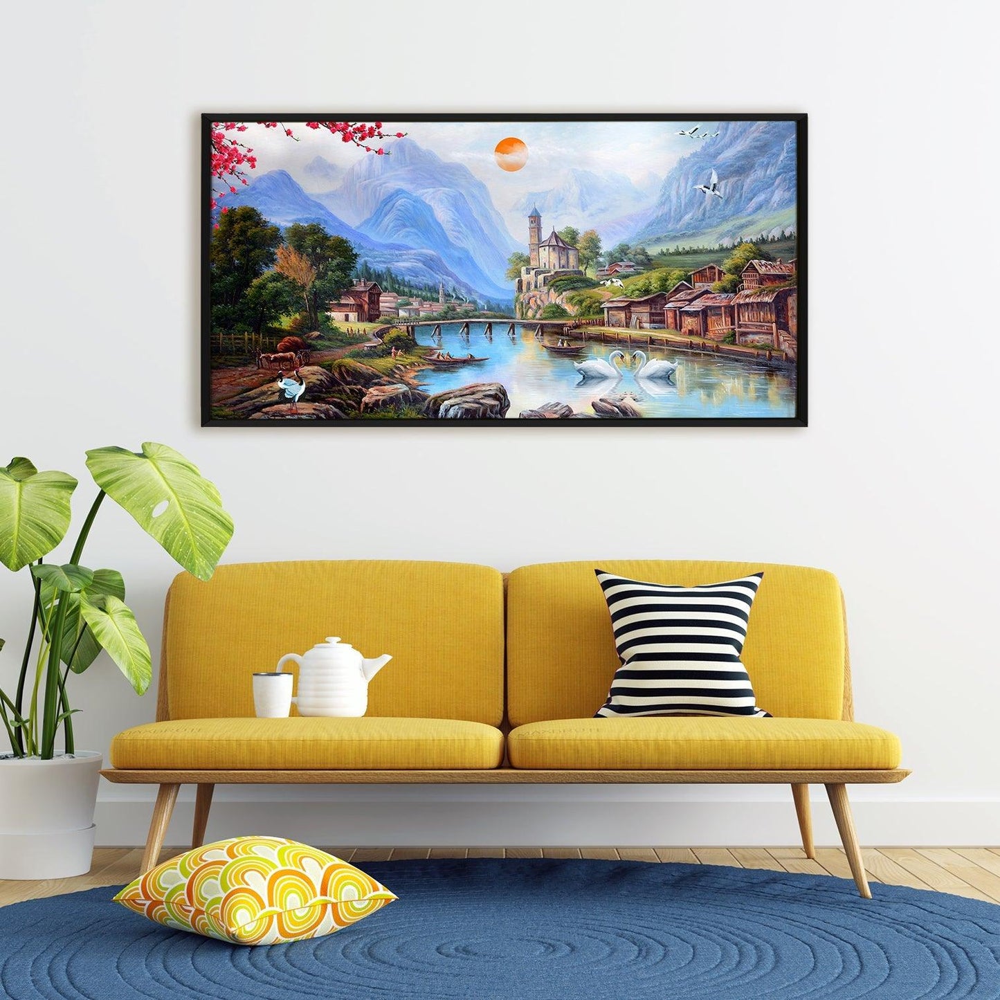 Mesmerising Landscapes Art Large Canvas Paintings. Framed Digital Reprints of Famous and Vibrant Artwork (LDWA18) - Khirki.in 