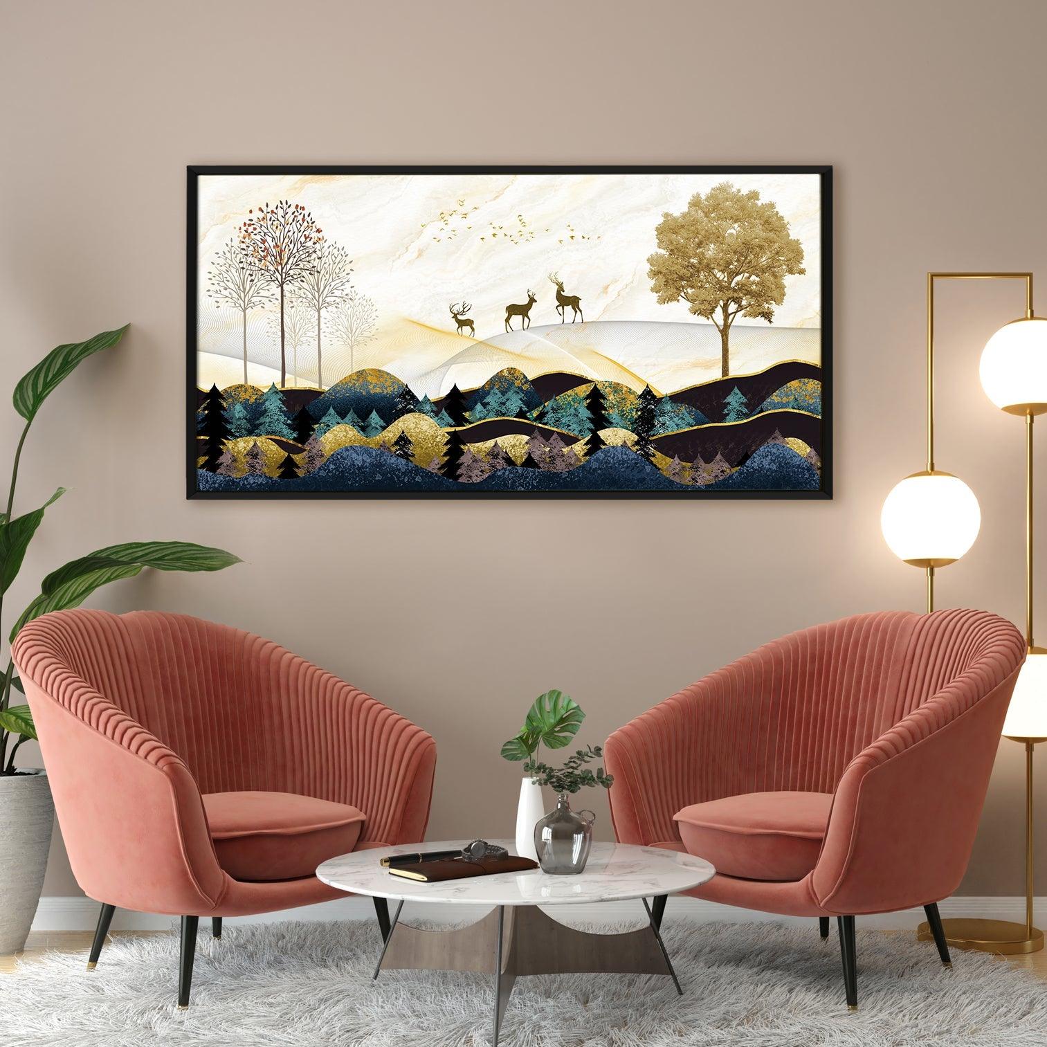 Amazing Wildlife Wall Art. Large Canvas Paintings. Framed Digital Reprints of Jungle, Wildlife, Animals and Birds 24 Inch x 48 Inch (WBWA17) - Khirki.in 
