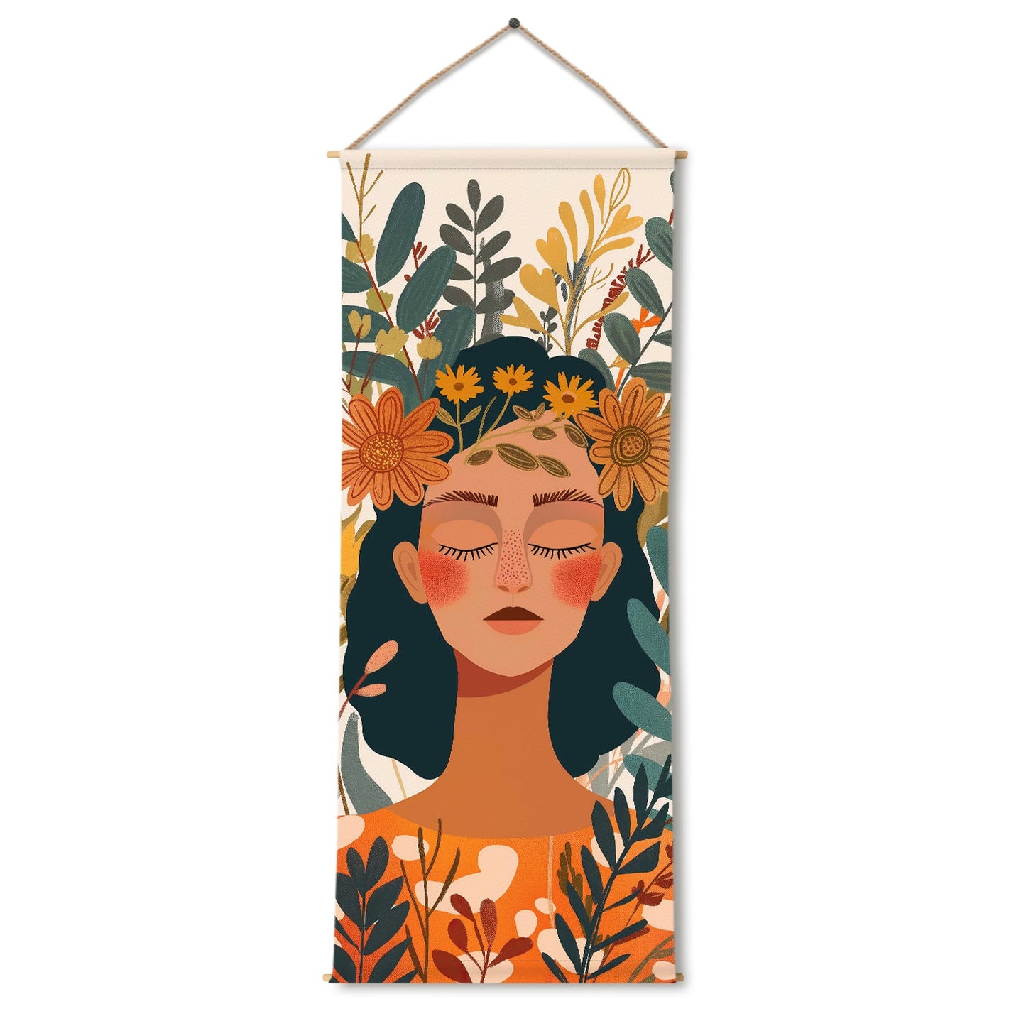 Large Wallpaper Style Wall Hanging Tapestry. Thick fabric, Ready to Hang Wall Décor. Size 24 In x 60 In. BOHOTPS007