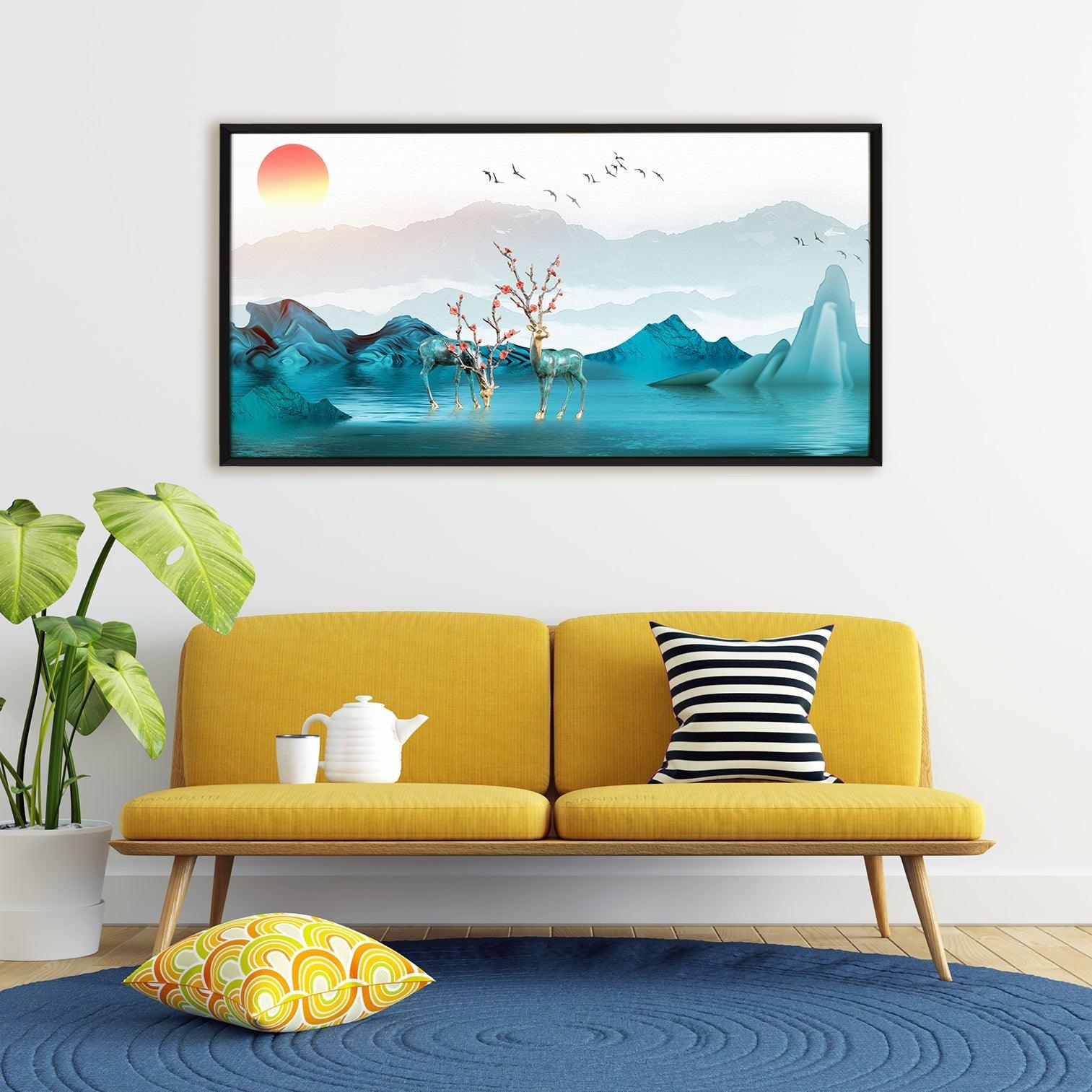 Amazing Wildlife Wall Art. Large Canvas Paintings. Framed Digital Reprints of Jungle, Wildlife, Animals and Birds 24 Inch x 48 Inch (WBWA16) - Khirki.in 