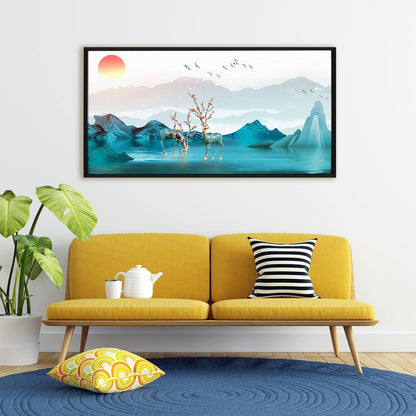 Amazing Wildlife Wall Art. Large Canvas Paintings. Framed Digital Reprints of Jungle, Wildlife, Animals and Birds 24 Inch x 48 Inch (WBWA16) - Khirki.in 