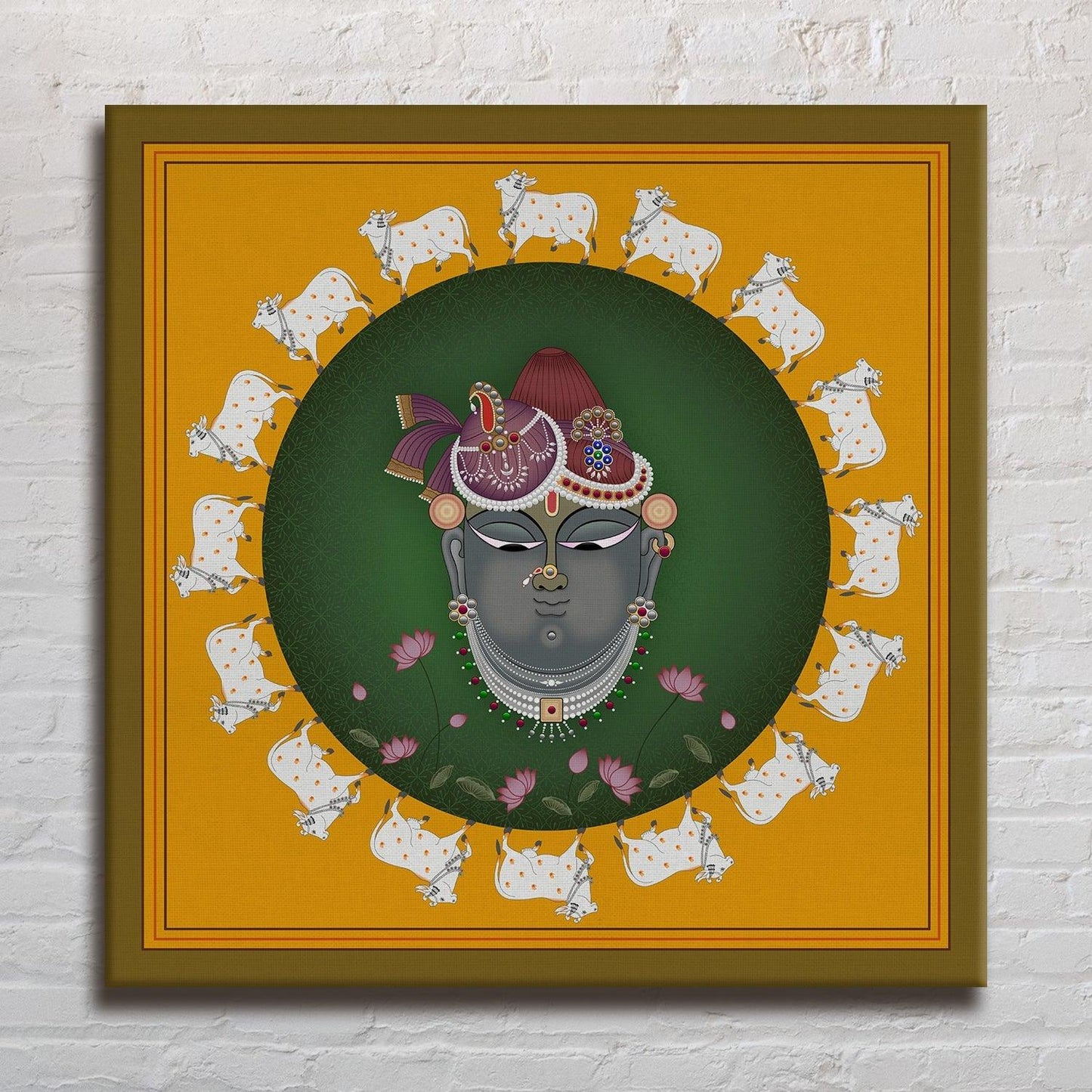 Traditional Indian Pichwai Wall Art Canvas Painting For Home Decor Ready To Hang (PWA03).