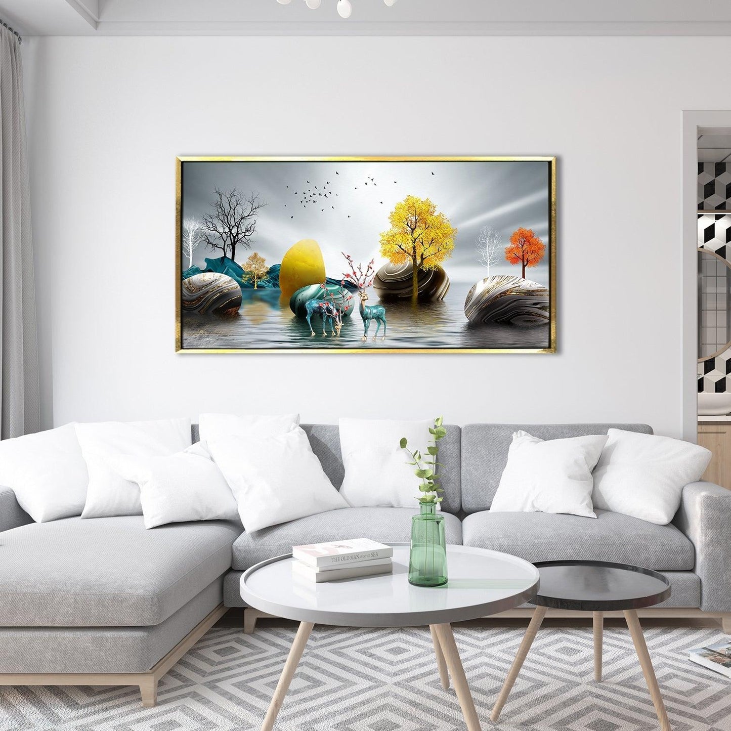 Amazing Wildlife Wall Art. Large Canvas Paintings. Framed Digital Reprints of Jungle, Wildlife, Animals and Birds 24 Inch x 48 Inch (WBWA15) - Khirki.in 