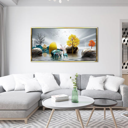 Amazing Wildlife Wall Art. Large Canvas Paintings. Framed Digital Reprints of Jungle, Wildlife, Animals and Birds 24 Inch x 48 Inch (WBWA15) - Khirki.in 