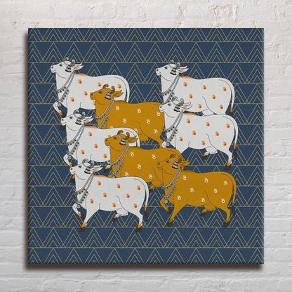 Indian Traditional Pichwai Wall Art Canvas Painting For Home Decor (PWA02).