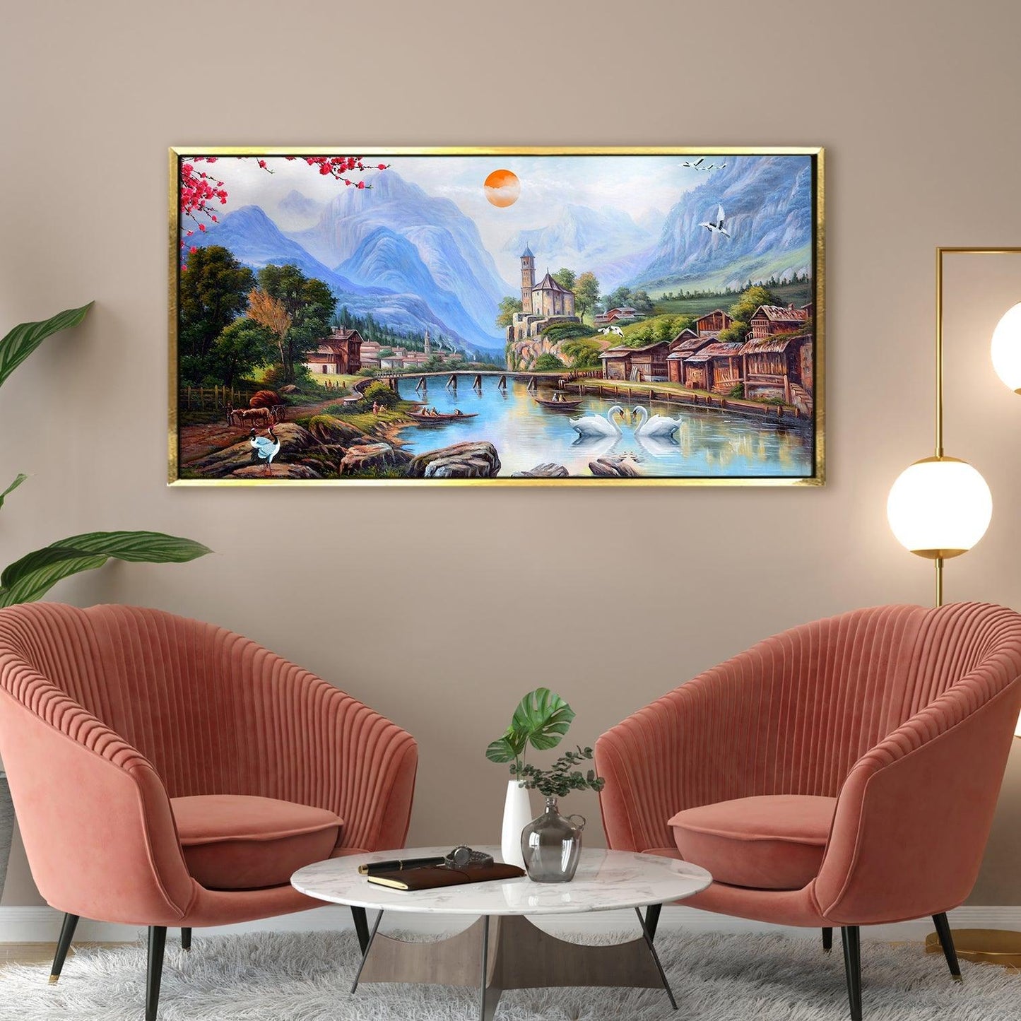 Mesmerising Landscapes Art Large Canvas Paintings. Framed Digital Reprints of Famous and Vibrant Artwork (LDWA18) - Khirki.in 