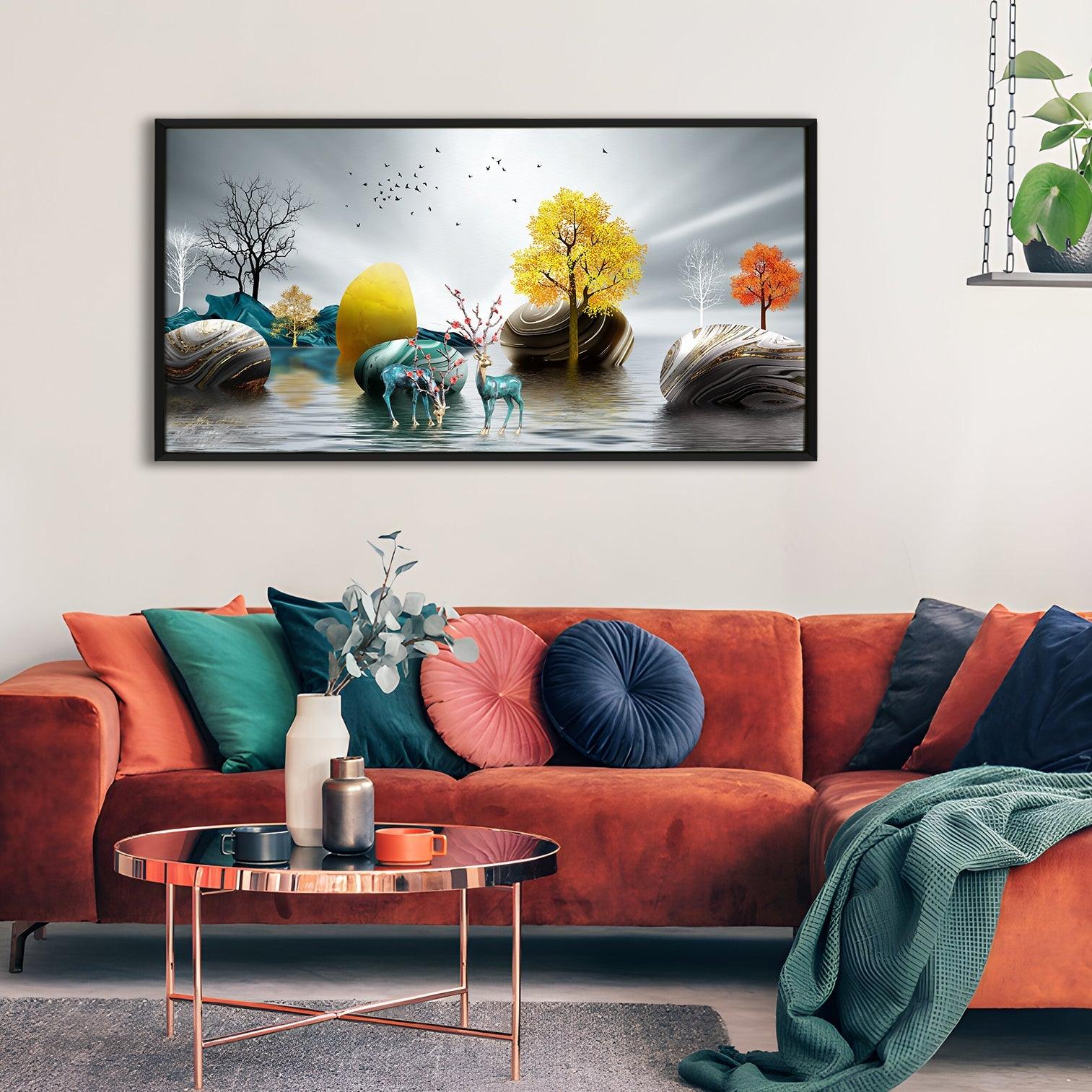 Amazing Wildlife Wall Art. Large Canvas Paintings. Framed Digital Reprints of Jungle, Wildlife, Animals and Birds 24 Inch x 48 Inch (WBWA15) - Khirki.in 
