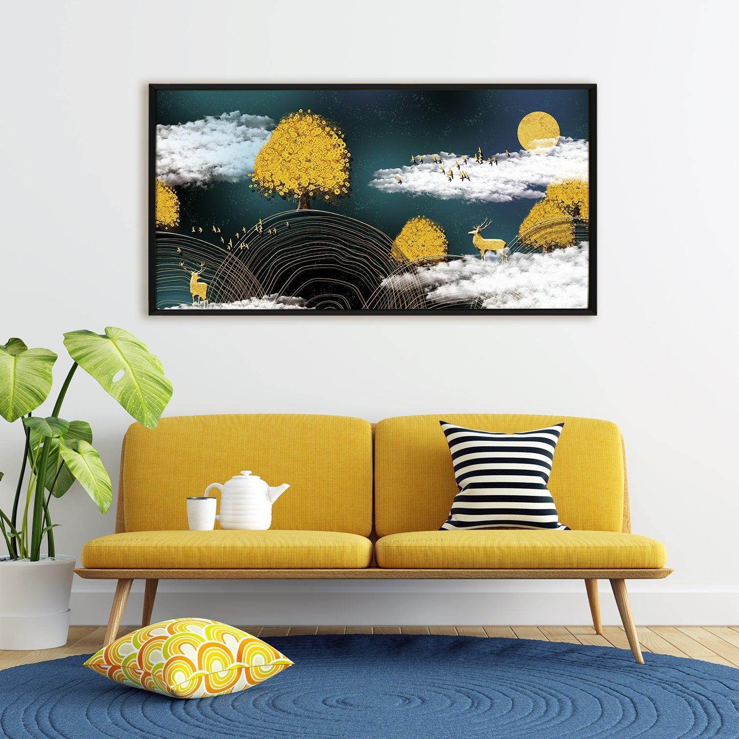 Amazing Wildlife Wall Art. Large Canvas Paintings. Framed Digital Reprints of Jungle, Wildlife, Animals and Birds 24 Inch x 48 Inch (WBWA12) - Khirki.in 