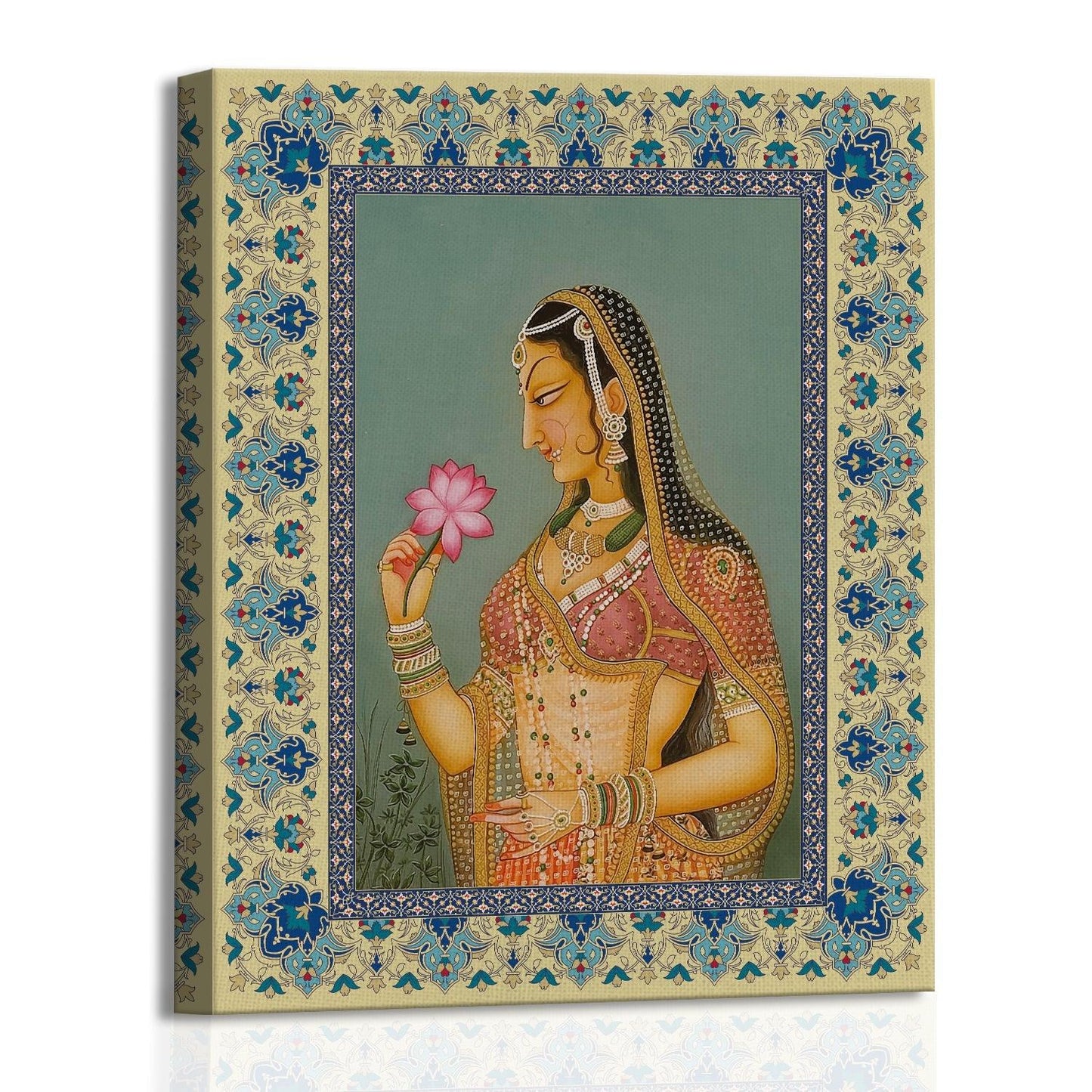 Mughal Indian Wall Art Large Size Canvas Painting For Home and Office Wall Decoration (ETHWA27).