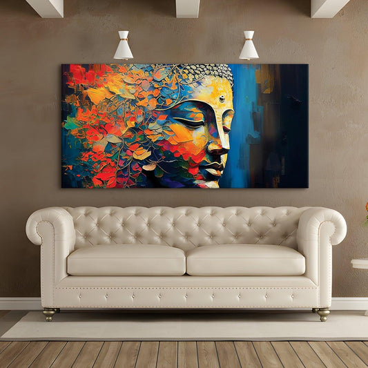 Lord Buddha Canvas Painting For Home Decor, Office walls and Hotels, Resorts Wall Decoration 24 inch x 48 inch (BDWA17) - Khirki.in 