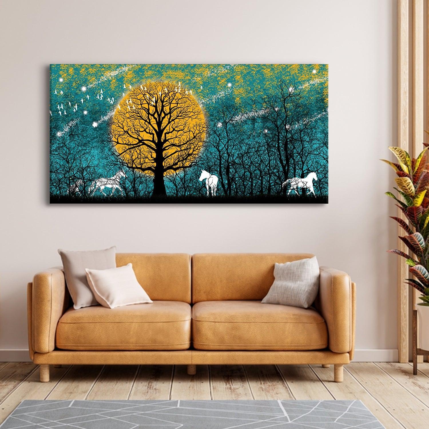 Amazing Wildlife Wall Art. Large Canvas Paintings. Framed Digital Reprints of Jungle, Wildlife, Animals and Birds 24 Inch x 48 Inch (WBWA21) - Khirki.in 