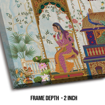 Mughal Indian Wall Art Canvas Painting For Living Room Wall Decoration (ETHWA26).