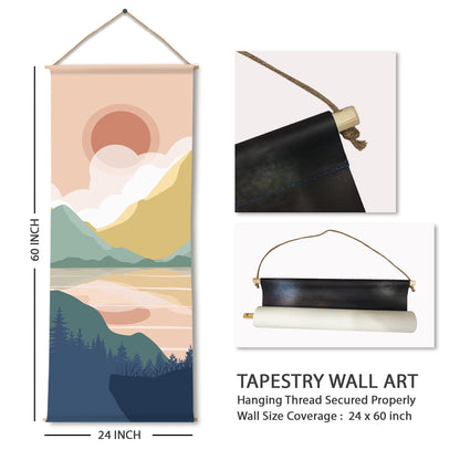 Large Wallpaper Style Wall Hanging Tapestry. Thick fabric, Ready to Hang Wall Décor. Size 24 In x 60 In. BOHOTPS002