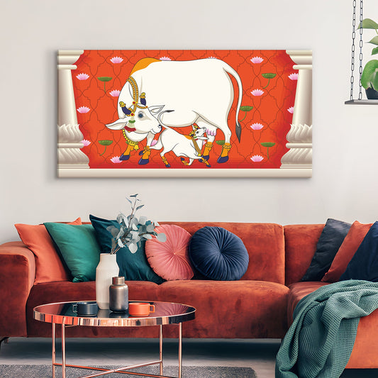 Traditional Indian Pichwai Wall Art Canvas Painting For Home Decor (PWA13).