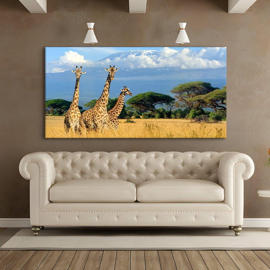 Amazing Wildlife Wall Art. Large Canvas Framed Digital Reprints of Jungle, Wildlife, Animals and Birds. Ready To Hang. Size:  24 Inch x 48 Inch (WBWA27) - Khirki.in 