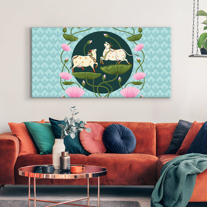 Traditional Indian Pichwai Wall Art Canvas Painting For Home Decor (PWA11).