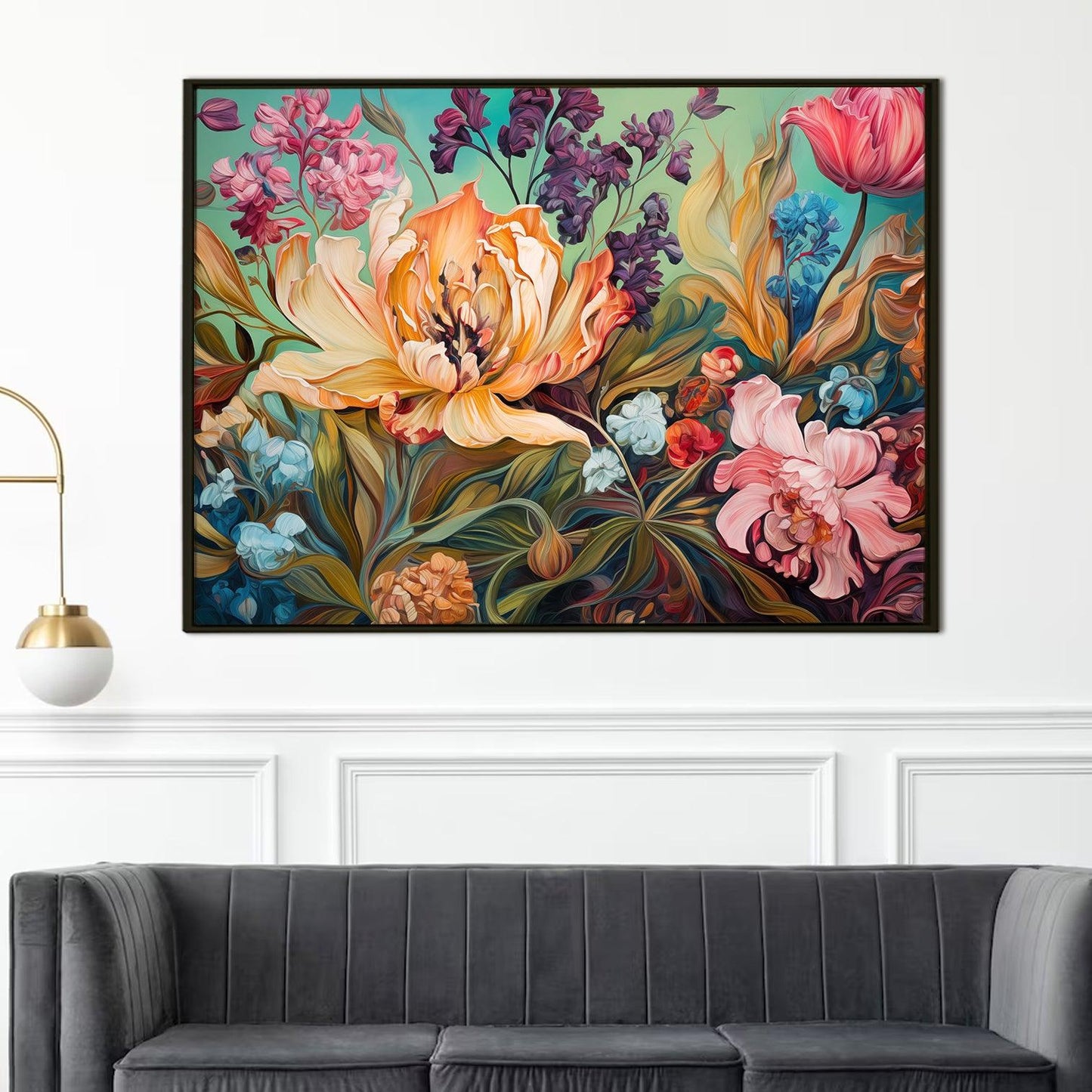 PAPER PLANE DESIGN Canvas Floral Wall Art: A Symphony of Nature's Elegance Large Size Canvas Framed Paintings For Living Room, Office, Home Decor. (FLWA19) - Khirki.in 