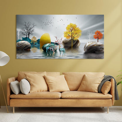 Amazing Wildlife Wall Art. Large Canvas Paintings. Framed Digital Reprints of Jungle, Wildlife, Animals and Birds 24 Inch x 48 Inch (WBWA15) - Khirki.in 