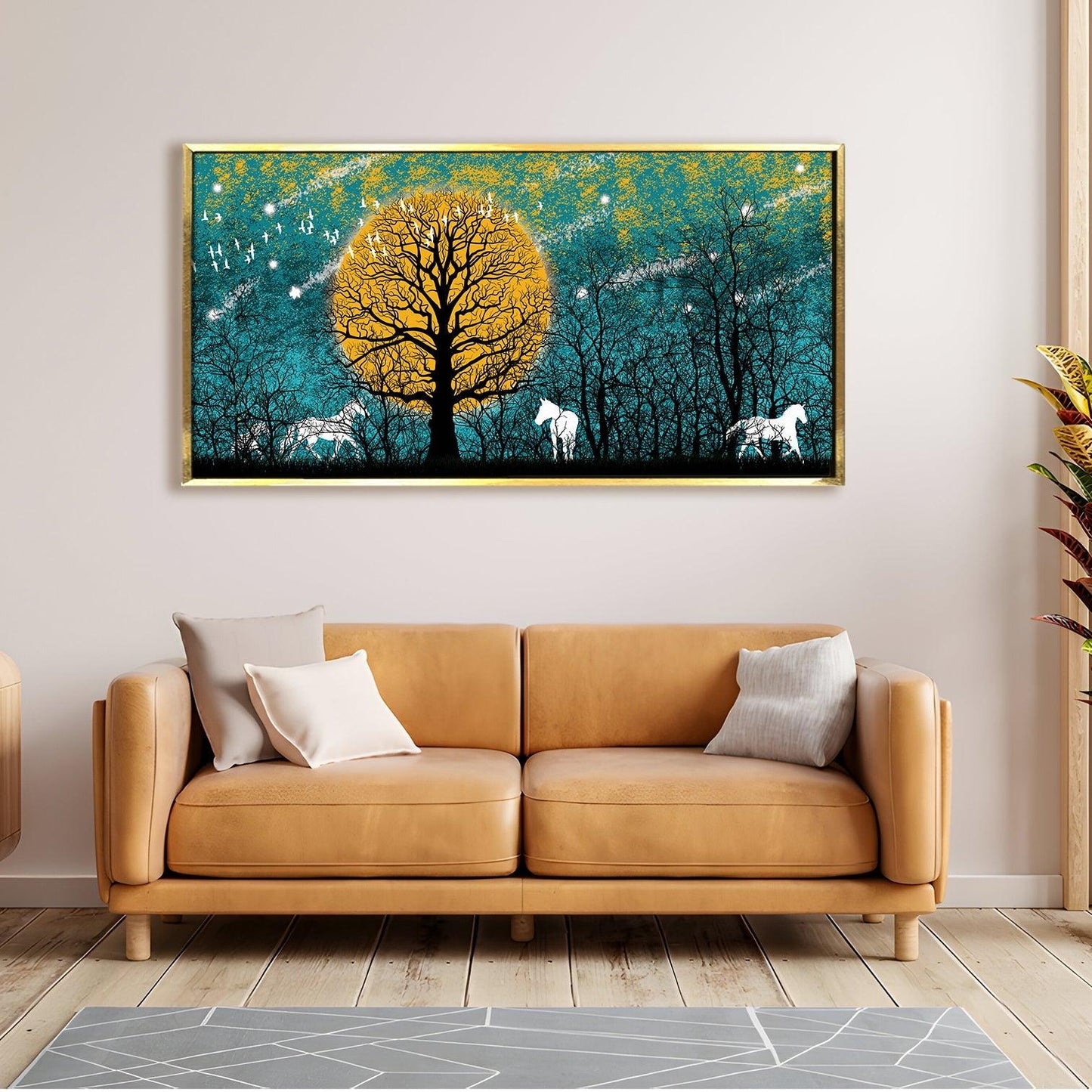 Amazing Wildlife Wall Art. Large Canvas Paintings. Framed Digital Reprints of Jungle, Wildlife, Animals and Birds 24 Inch x 48 Inch (WBWA21) - Khirki.in 