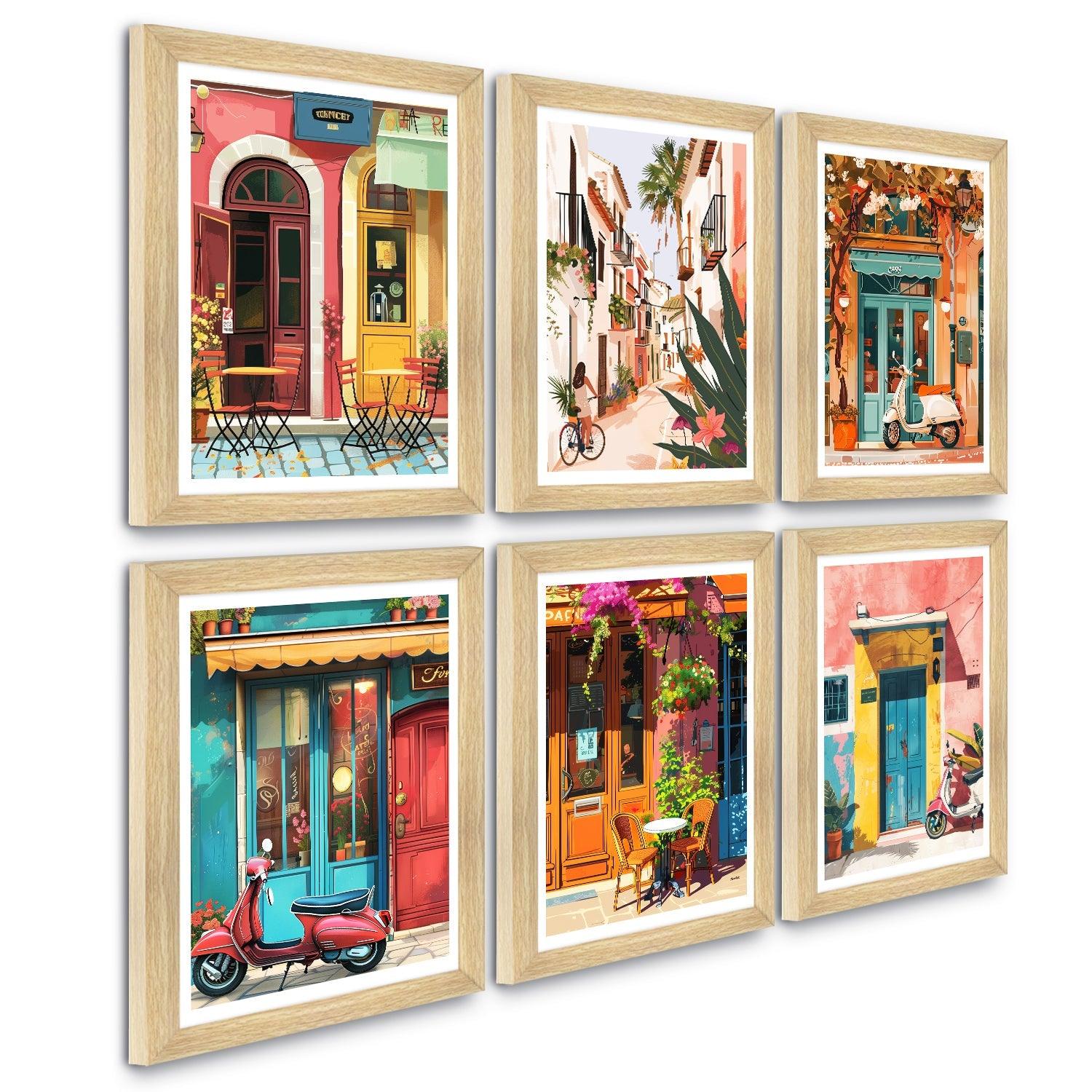European Cafe & Travel Art Framed Poster Sets (ARTFM025) - Khirki.in 