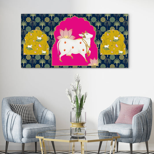 Traditional Indian Pichwai Wall Art Canvas Painting For Home Decor (PWA10).