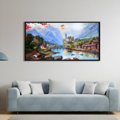 Mesmerising Landscapes Art Large Canvas Paintings. Framed Digital Reprints of Famous and Vibrant Artwork (LDWA18) - Khirki.in 