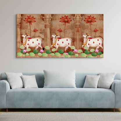 Traditional Indian Pichwai Wall Art Canvas Painting For Home Decor (PWA07).