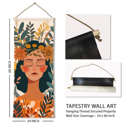 Large Wallpaper Style Wall Hanging Tapestry. Thick fabric, Ready to Hang Wall Décor. Size 24 In x 60 In. BOHOTPS007