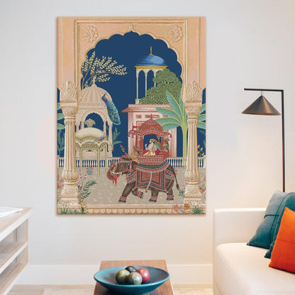 Mughal Canvas Painting For Home Decor and Hotels Wall Decoration (ETHWA32).
