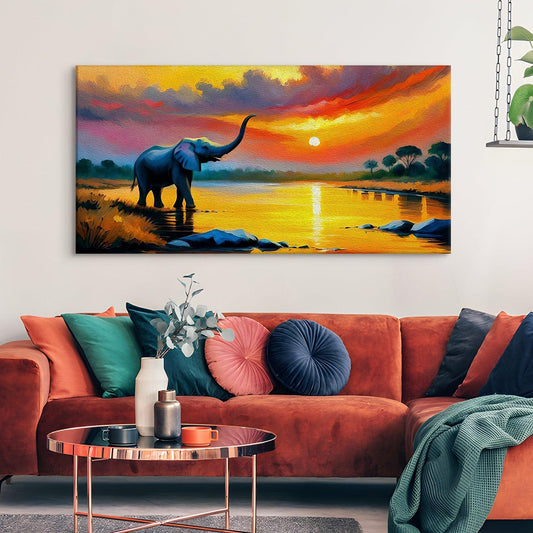 Amazing Wildlife Wall Art. Large Canvas Framed Digital Reprints of Jungle, Wildlife, Animals and Birds. Ready To Hang. Size:  24 Inch x 48 Inch (WBWA37) - Khirki.in 