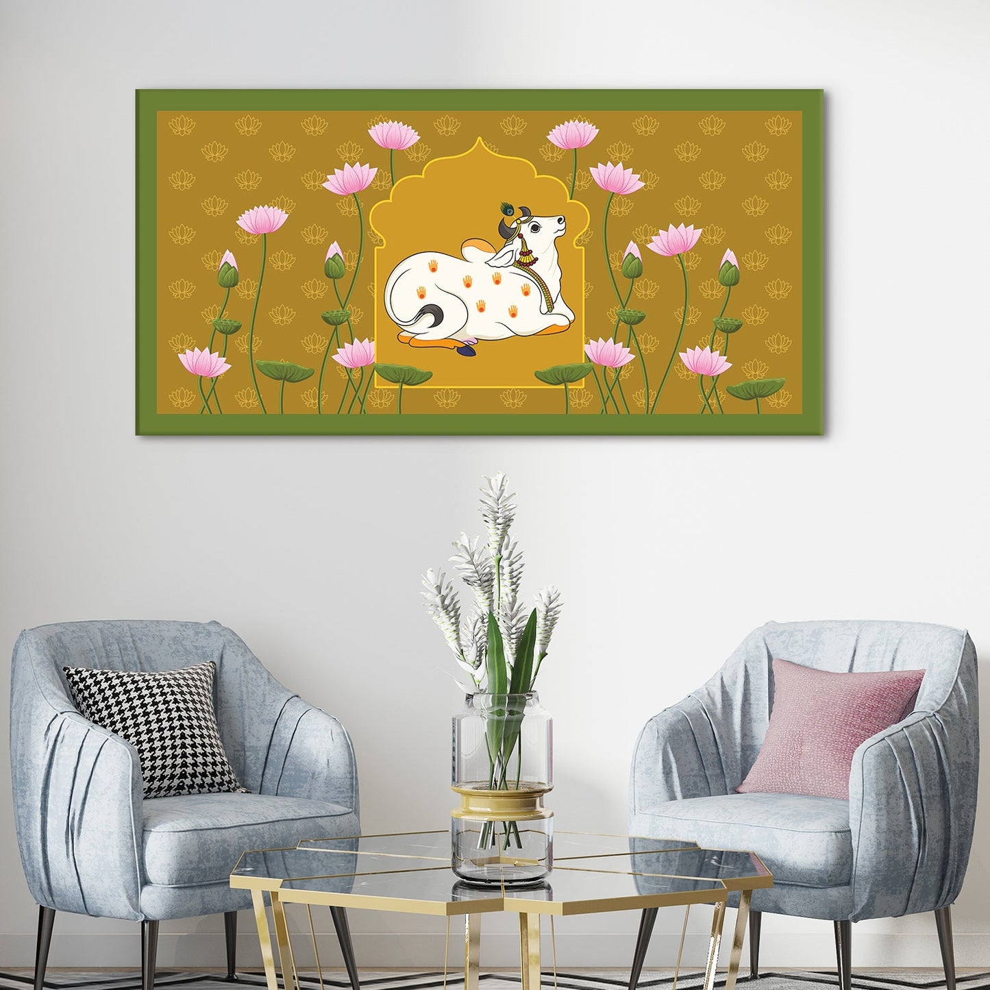 Traditional Indian Pichwai Wall Art Canvas Painting For Home Decor (PWA14).