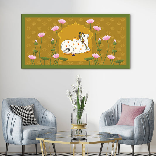 Traditional Indian Pichwai Wall Art Canvas Painting For Home Decor (PWA14).